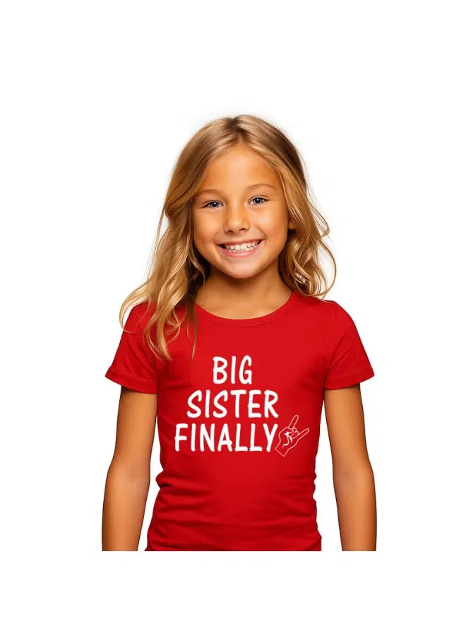 Футболка с принтом Big Sister Finally Matching Family Outfits, красный
