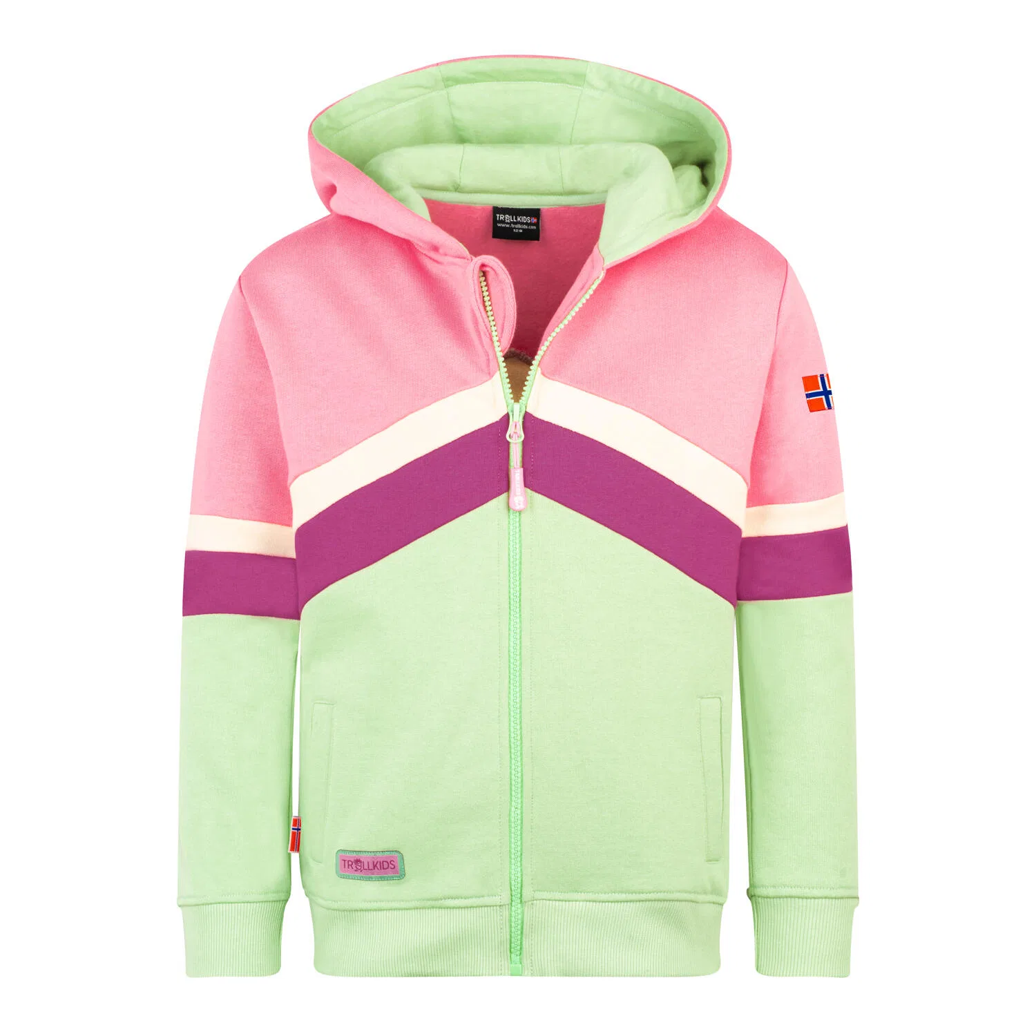 Детский свитшот с капюшоном Flekkefjord Outdoor Trollkids, Bonbonrosa Bengalrosa