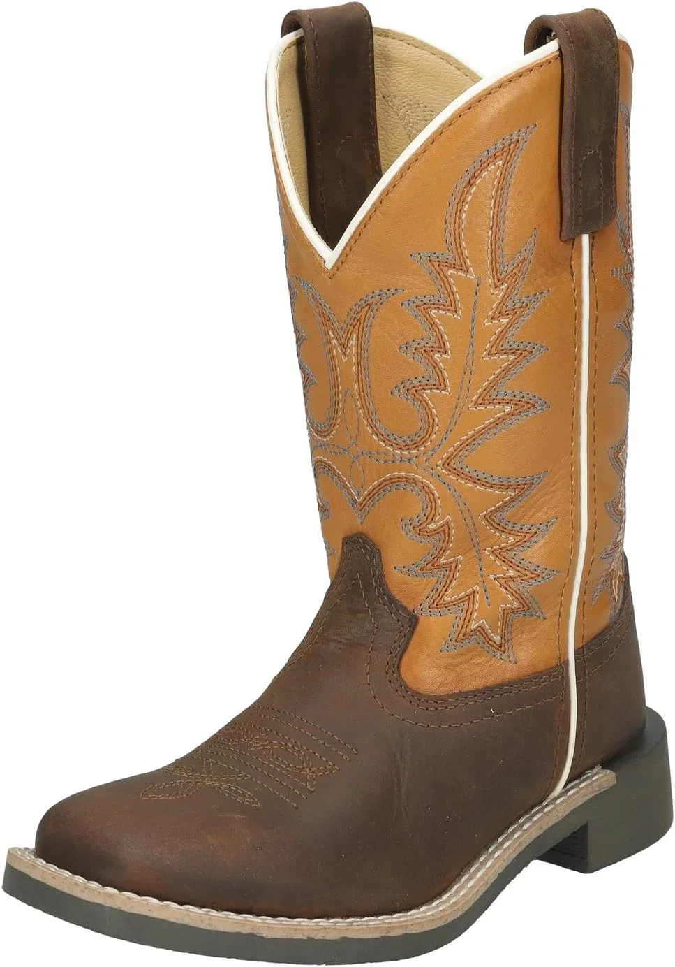 Детские ковбойские сапоги для мальчиков с квадратным носком Smoky Mountain Boots, Brown Oil Distress/Tan