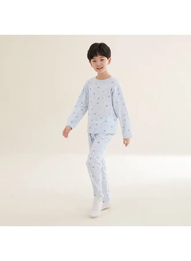 Комплект пижамы с длинным рукавом j3269 Red Bean, голубой