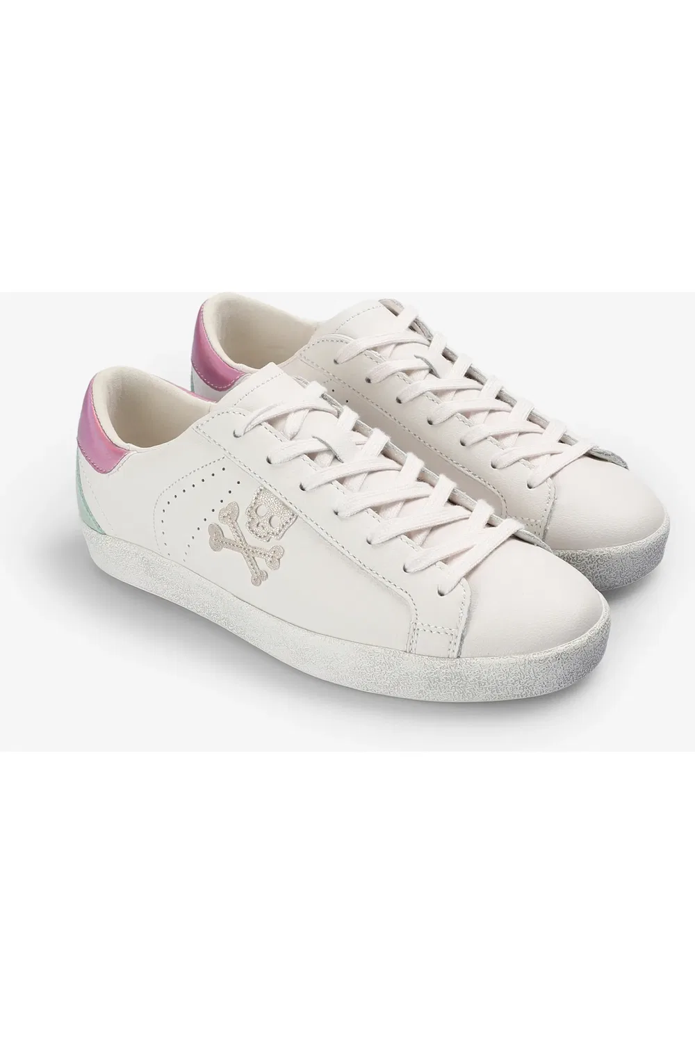 Детские кеды блестящие на шнуровке Henry Sneakers Scalpers, Offwhitepink — фото 2