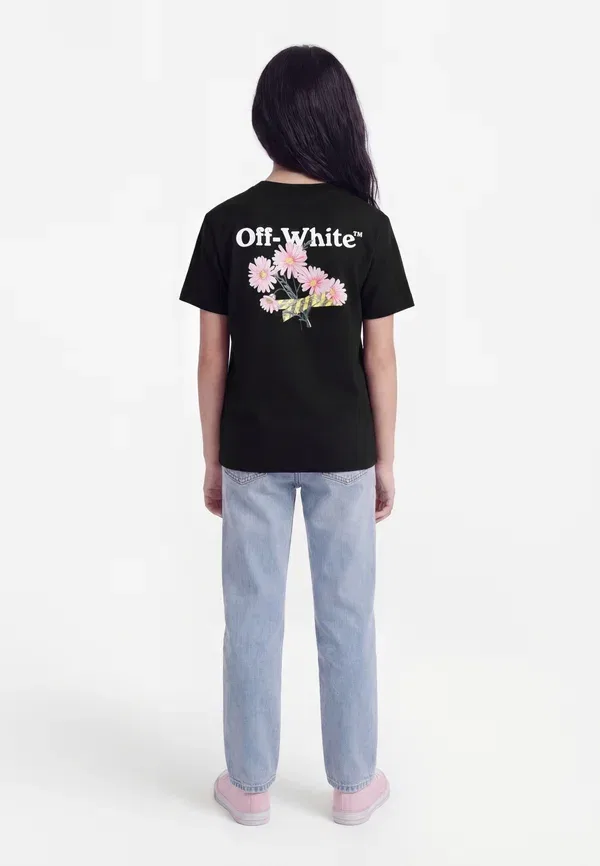 Футболка с цветочным принтом Daisy tape tee Off-white, черный — фото 2