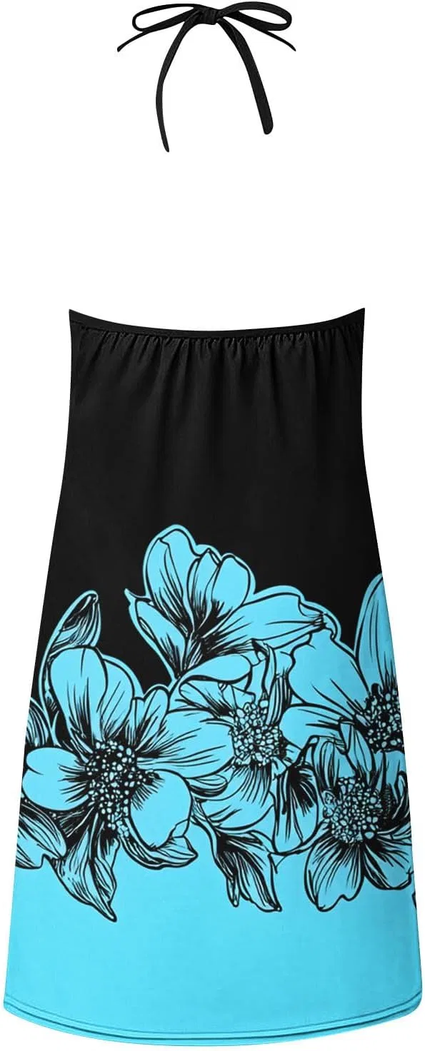 Женское летнее платье мини A-силуэта с открытыми плечами, Light Blue — фото 4