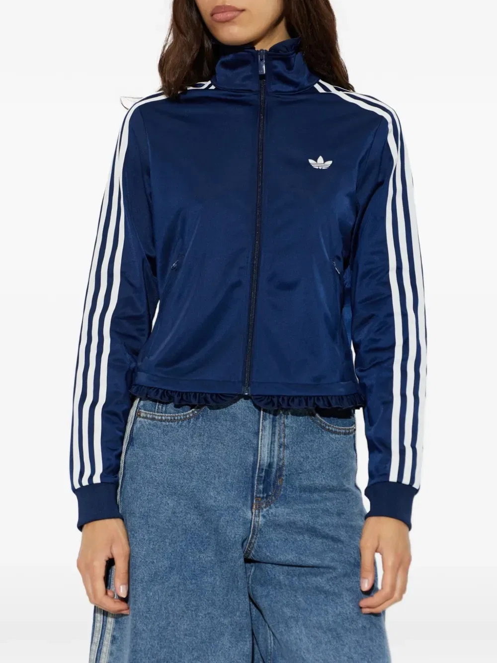 Худи на молнии с оборками Adidas, синий — фото 3