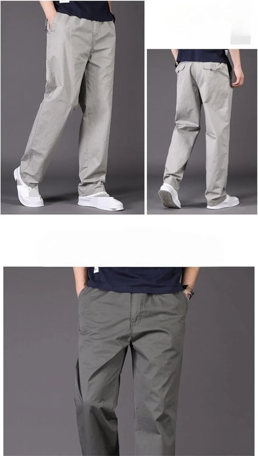 Мужские брюки с эластичным поясом, Flex Fit Zipper-Pocket Durable, хаки — фото 3