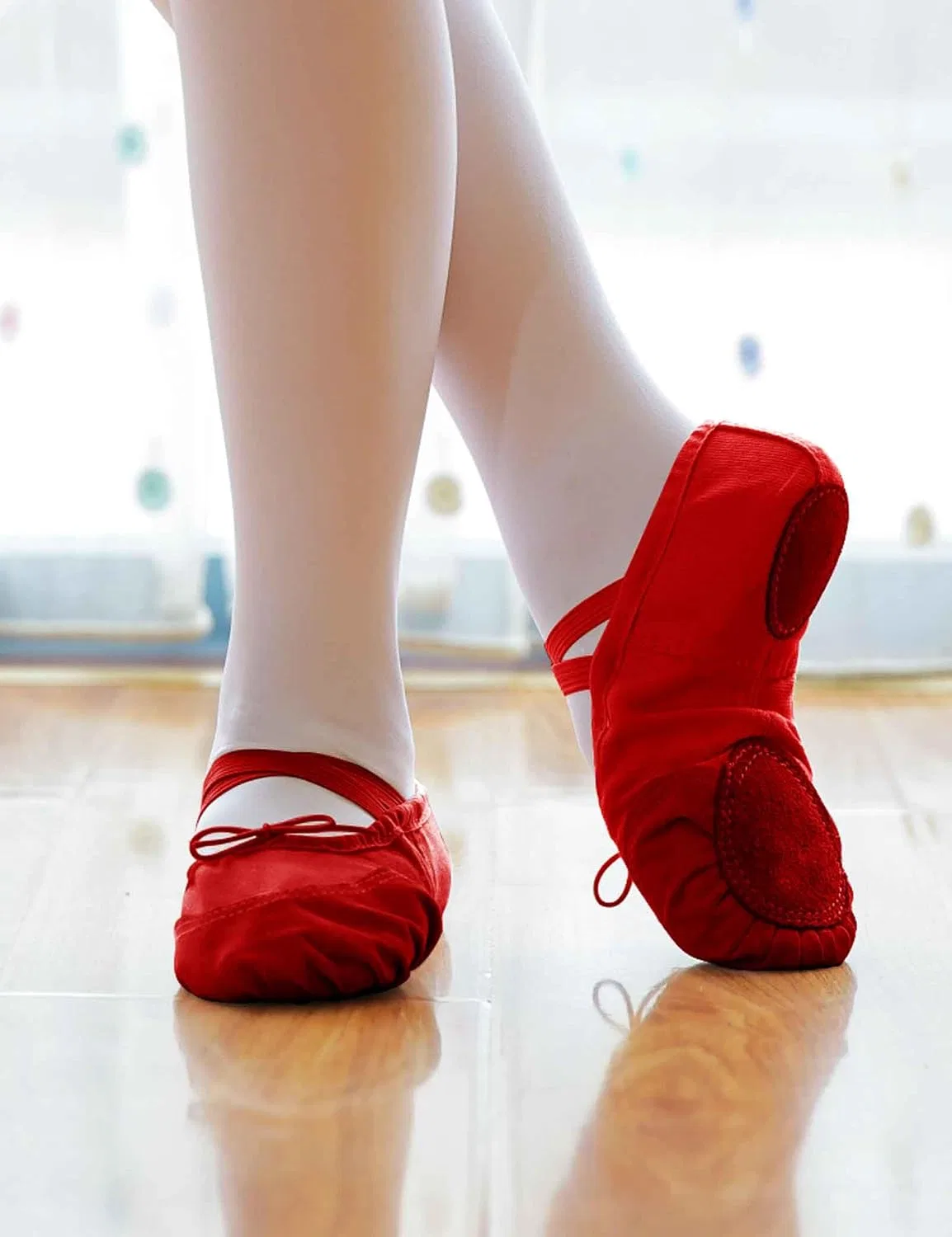 Детские балетки с мягкой подошвой Daydance Ballet Slippers, Red — фото 2