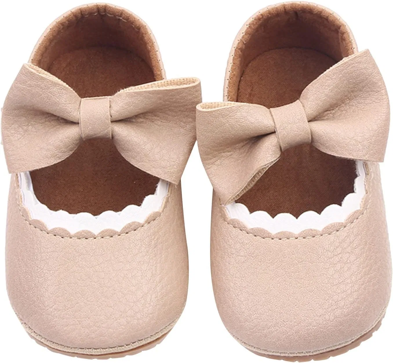 Детские туфли Мэри Джейн для девочек с бантом Princess Bowknot, Beige — фото 3