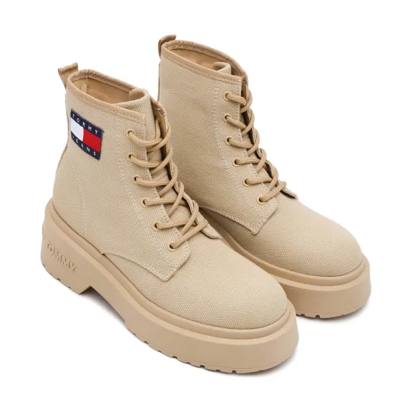 Фестивальные ботильоны на платформе Tjw со шнуровкой и добавлением кожи Tommy Hilfiger, бежевый — фото 2