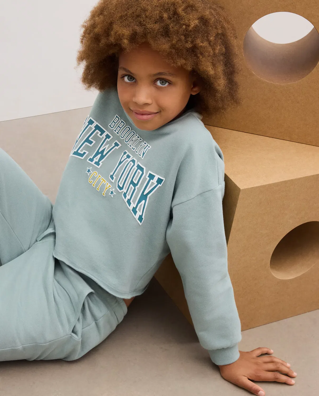 Детский комплект для девочки из футера с принтом Kids El Corte Inglés, Verde — фото 3
