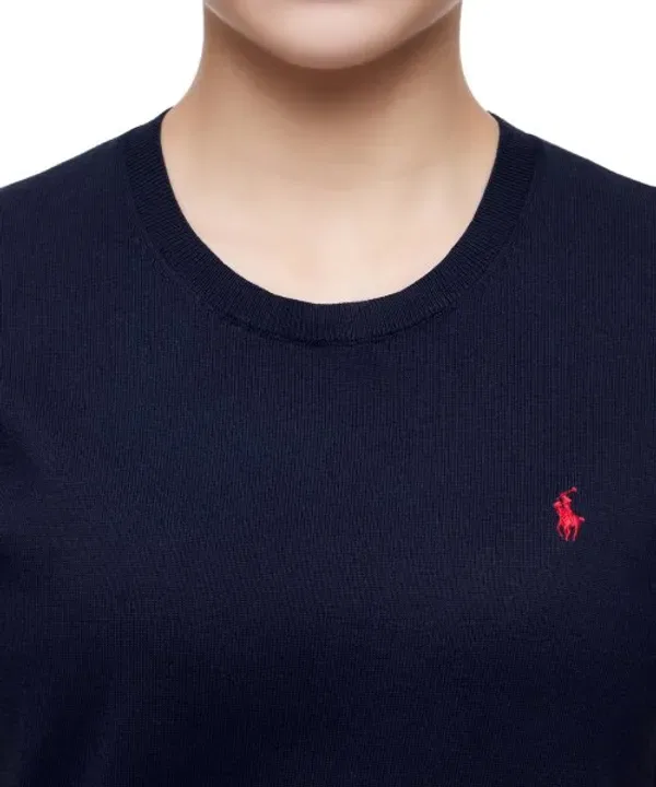 Джемпер с коротким рукавом, хлопковый микс, Polo Ralph Lauren, темно-синий — фото 3