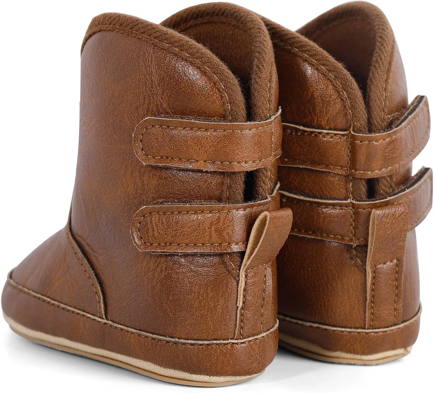 Детские ботинки для мальчиков с круглым носком Western Cowboy Boots ESTAMICO, Brown — фото 4