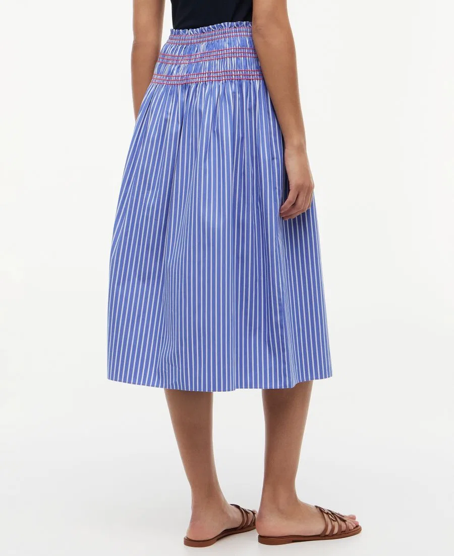 Юбка-миди хлопковая с принтом в полоску Smocking Stripe Tommy Hilfiger, Smocking Stripe — фото 4