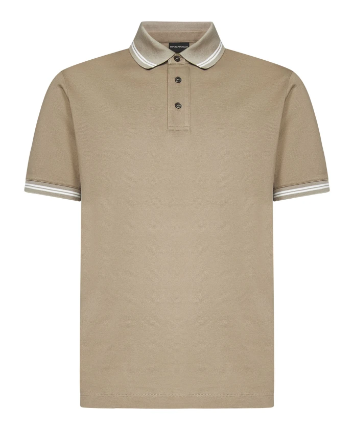 

Полосатая рубашка-поло песочного цвета Emporio Armani, бежевый