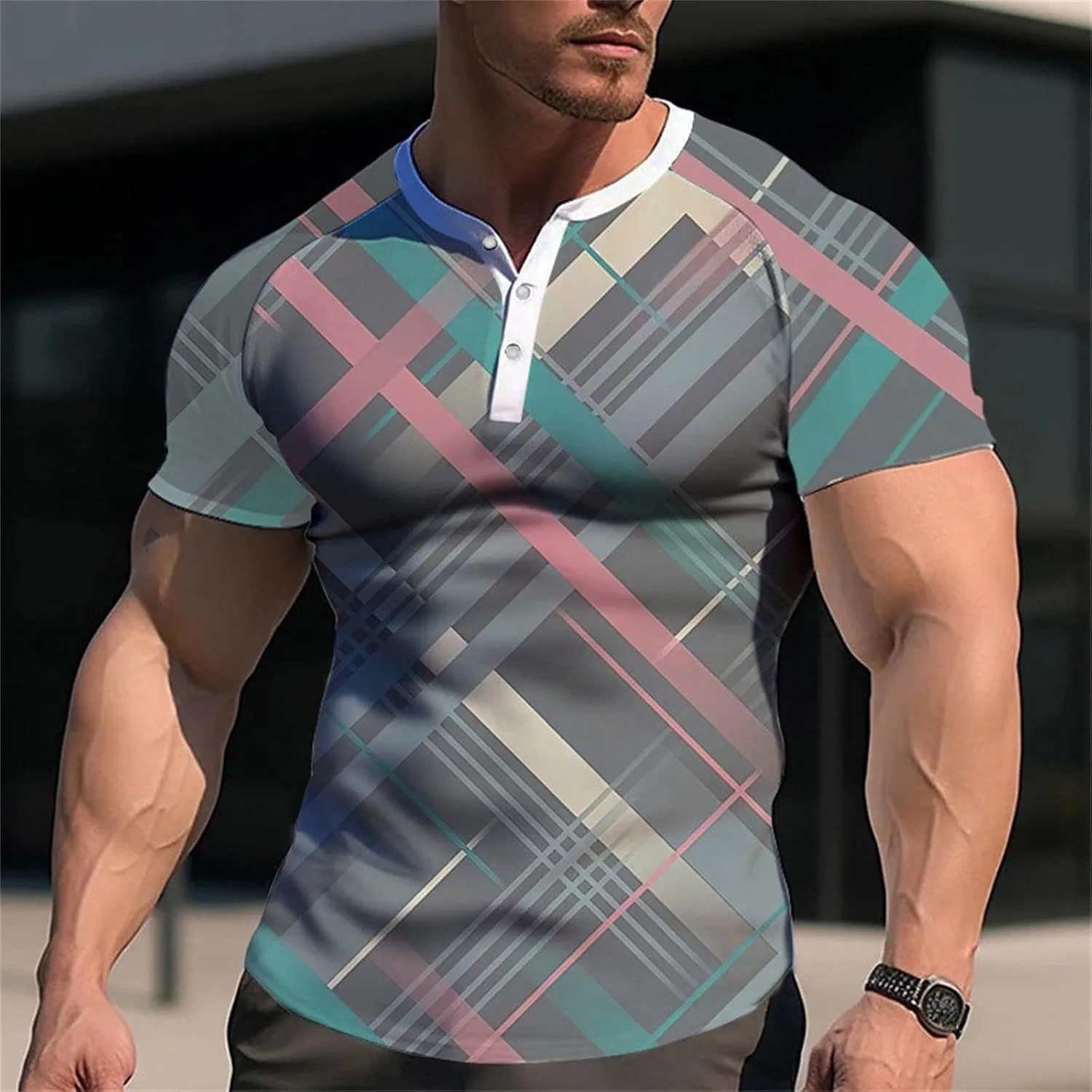 Мужская футболка-поло с камуфляжным принтом, Short Sleeve — фото 2