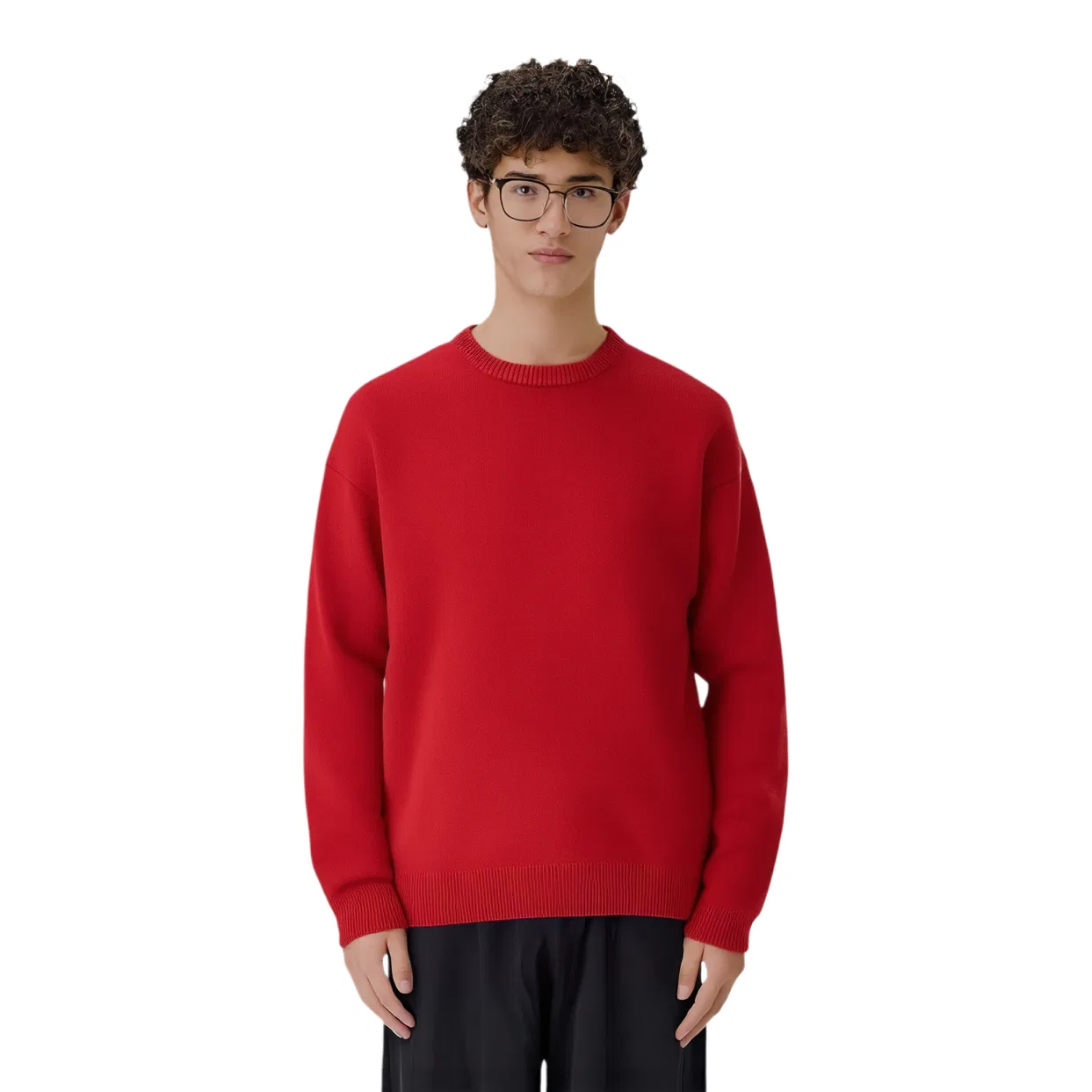 Мужской свитер с круглым вырезом Red ZARA, Red — фото 4