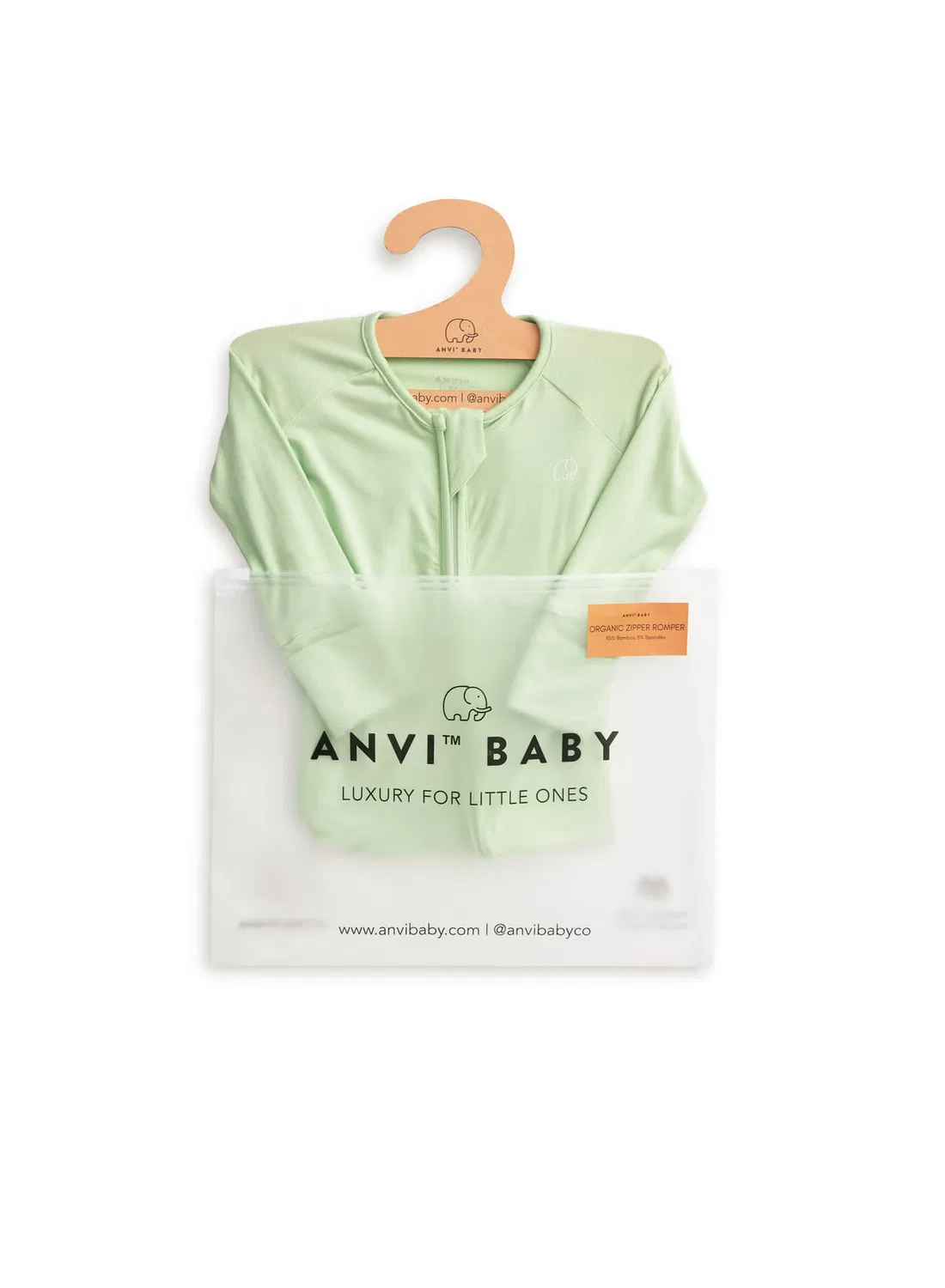 Боди-комбинезон на молнии из органического бамбука Anvi Baby, светло-мятный — фото 4