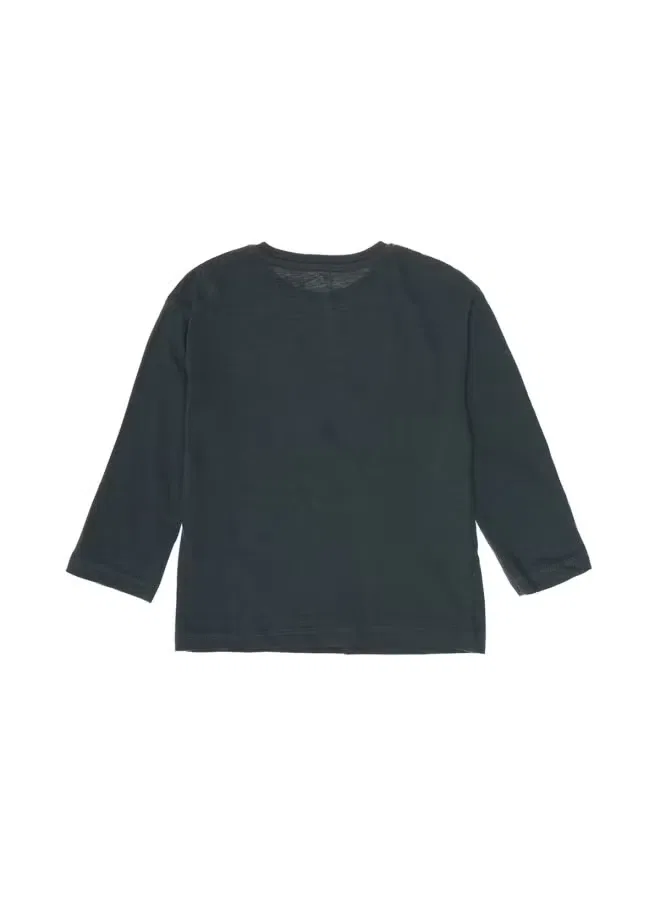Лонгслив хлопковый с длинным рукавом Zara, темно-зеленый — фото 3