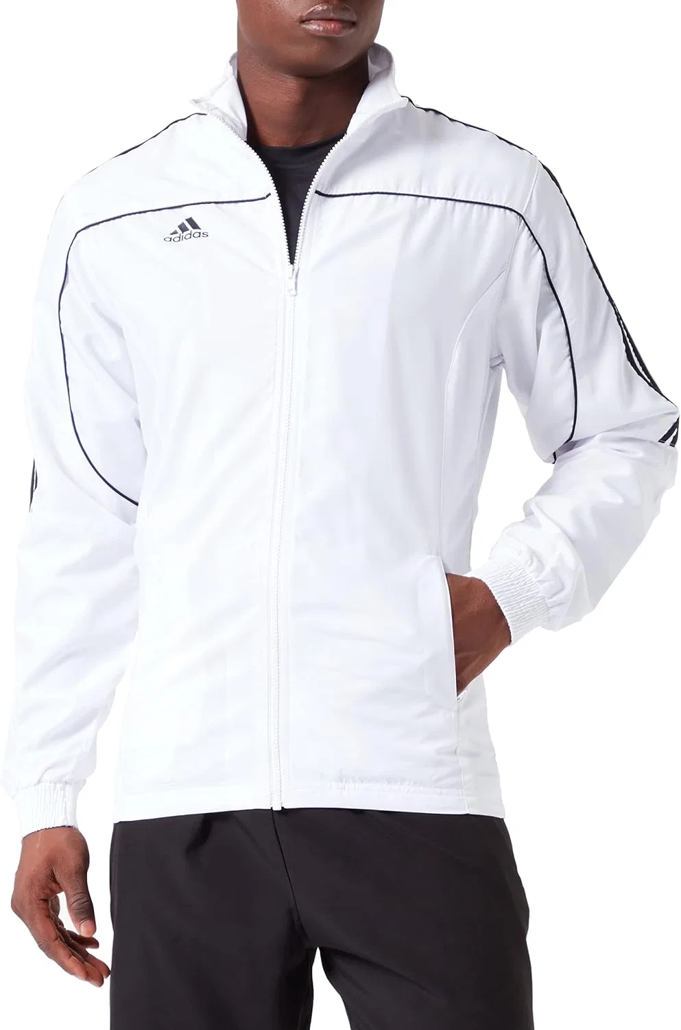 Мужская куртка спортивная с длинным рукавом adidas, белый/чёрный