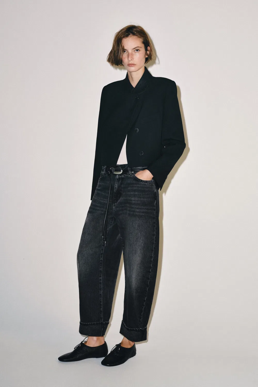 Укороченный блейзер из коллекции ZW ZARA, Black — фото 3
