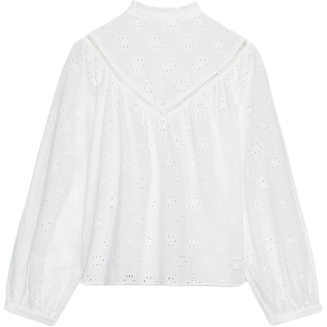Женская рубашка Crew Neck White ZARA, Белый — фото 3