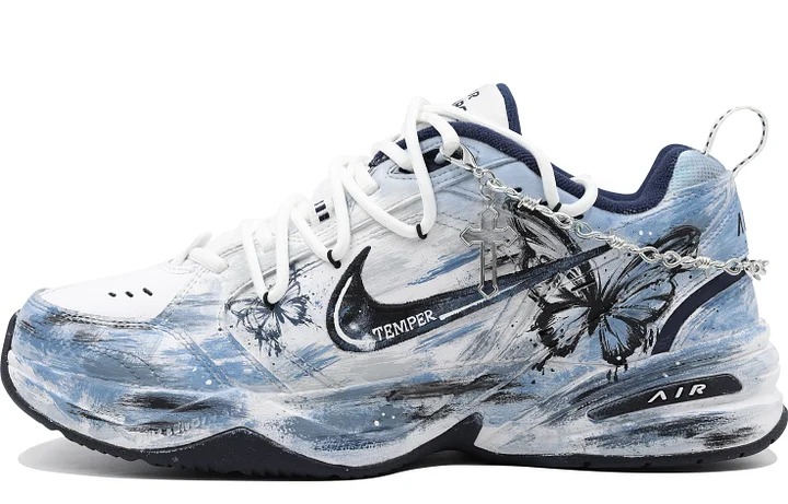 

Кастомизированные кроссовки Nike Air Monarch 4 Chunky Sneakers Unisex, серый/синий