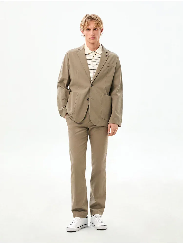 Пиджак из текстурированного хлопка TOMMY HILFIGER, Light Grey — фото 2