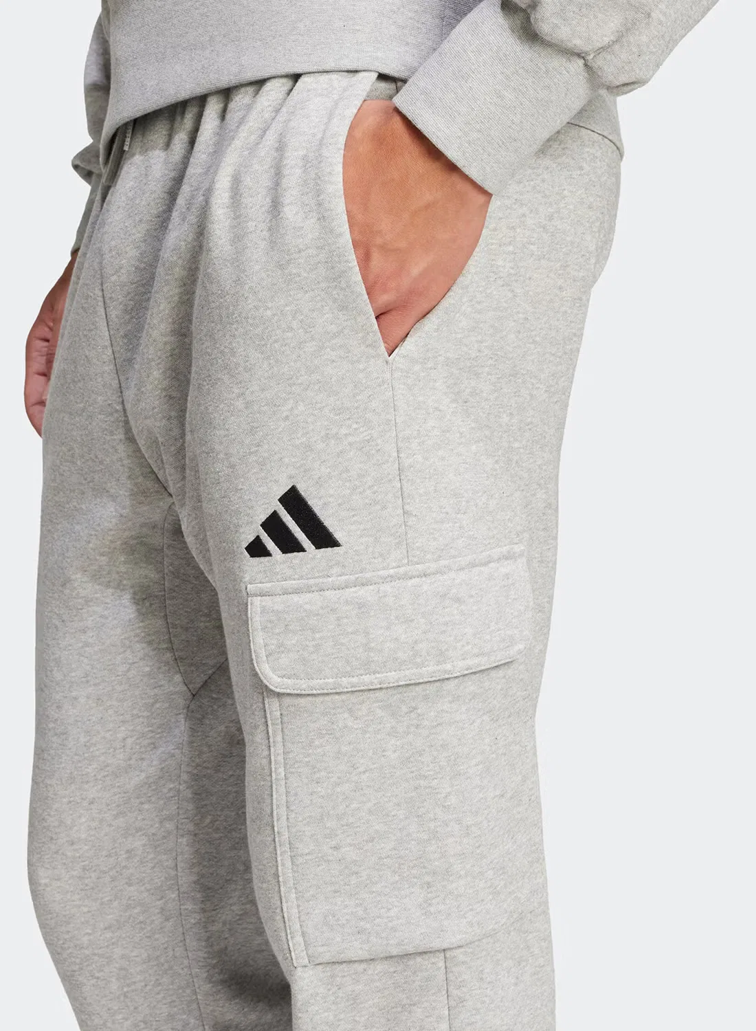 Adidas Джоггеры карго на флисе, серый — фото 3