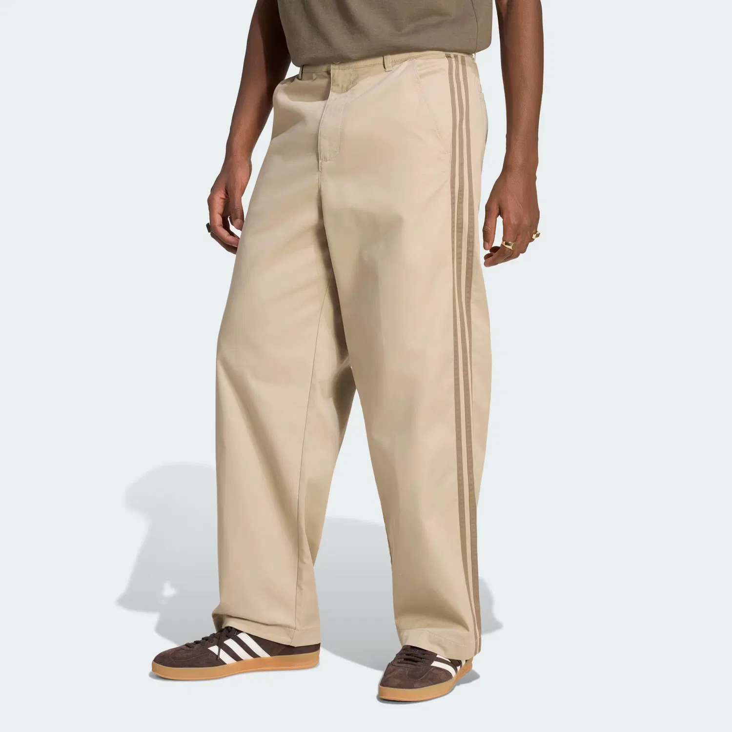 Мужские брюки свободного кроя 3-Stripes Pleated Adidas Originals, хаки