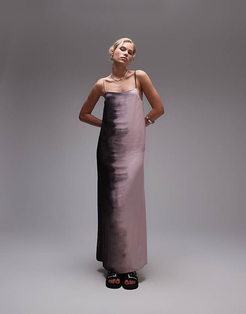 

Topshop – атласное платье миди с квадратным вырезом и розовым принтом