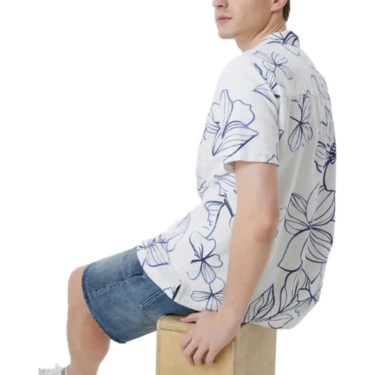 Рубашка с цветочным принтом, GAP, Blue Floral Print — фото 4