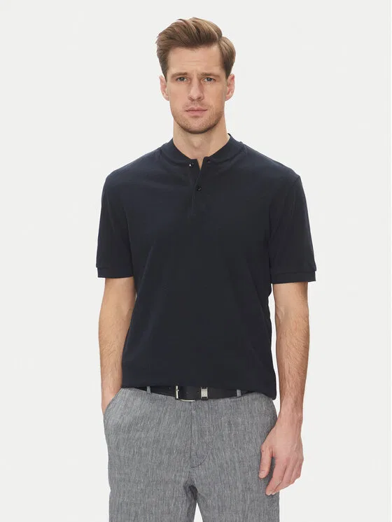 Поло regular fit H-Pratt Boss, темно-синий