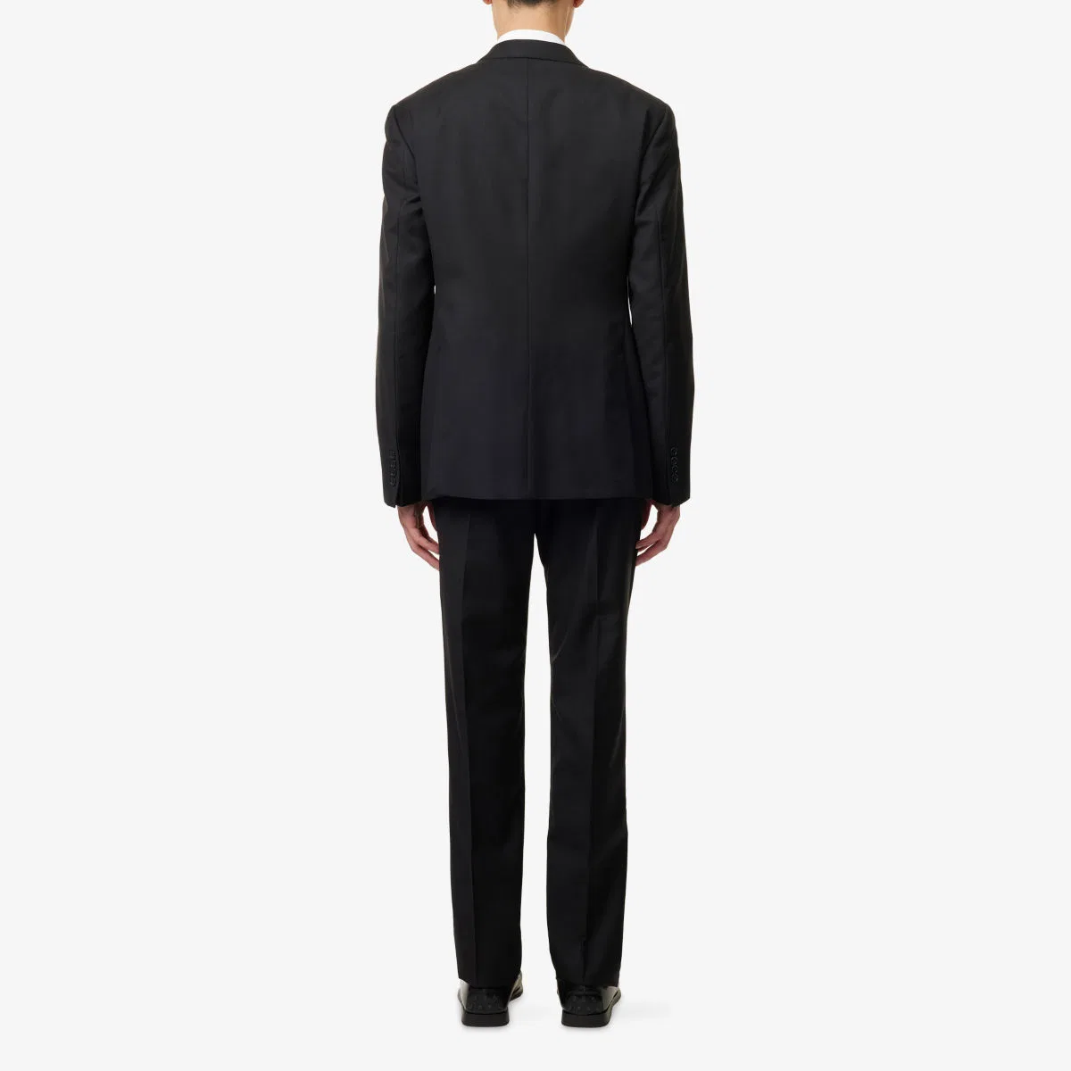 Однобортный шерстяной костюм с лацканами Emporio Armani, черный — фото 4