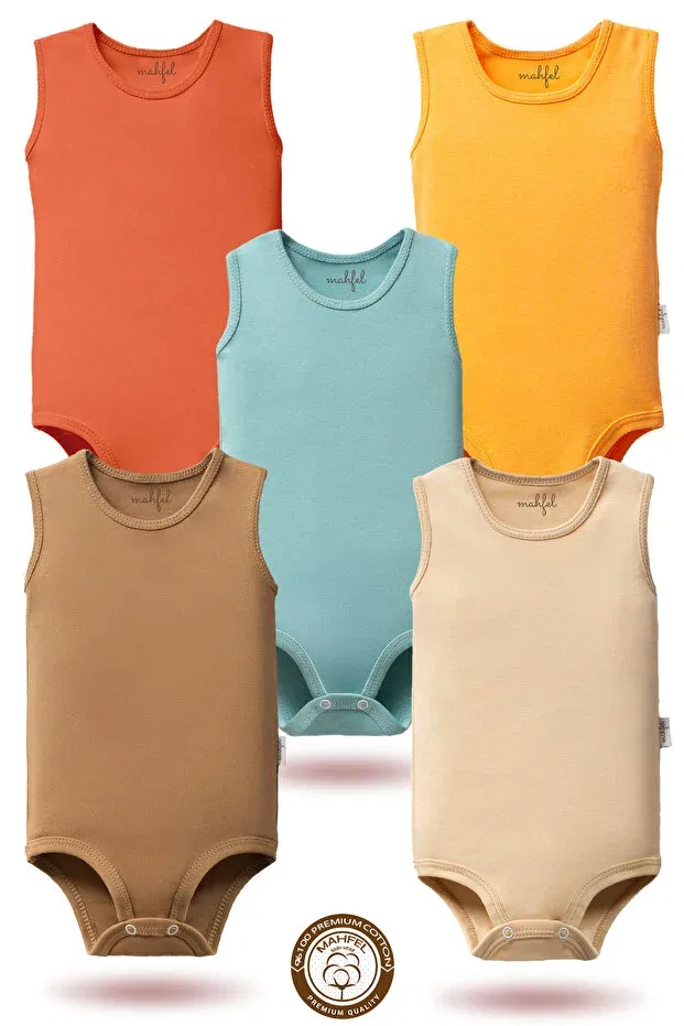Детское боди-слип без рукавов 5-pack Unisex Mahfel, Red — фото 3