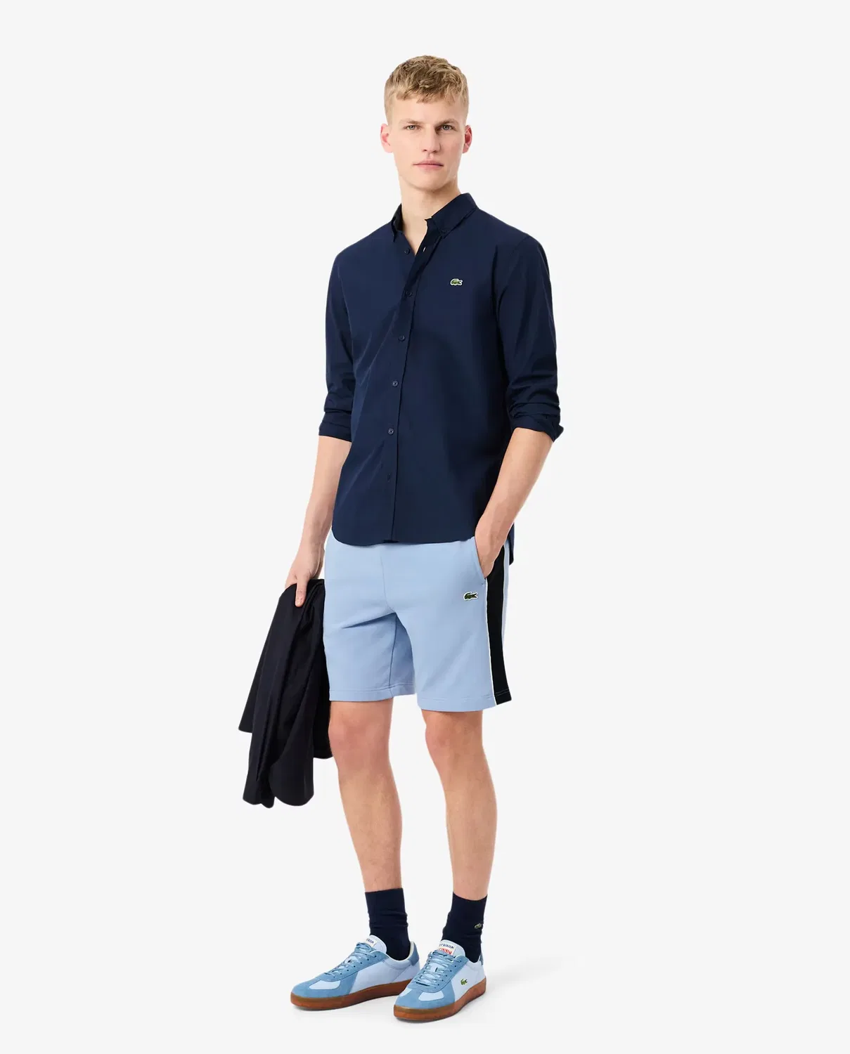Мужские шорты из футера с блоками цвета Lacoste, Azul Claro
