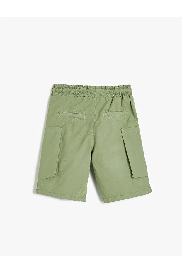 Детские шорты для мальчиков с карманами Cargo pocket detailed cotton shorts with tie waist Koton, Khaki — фото 2