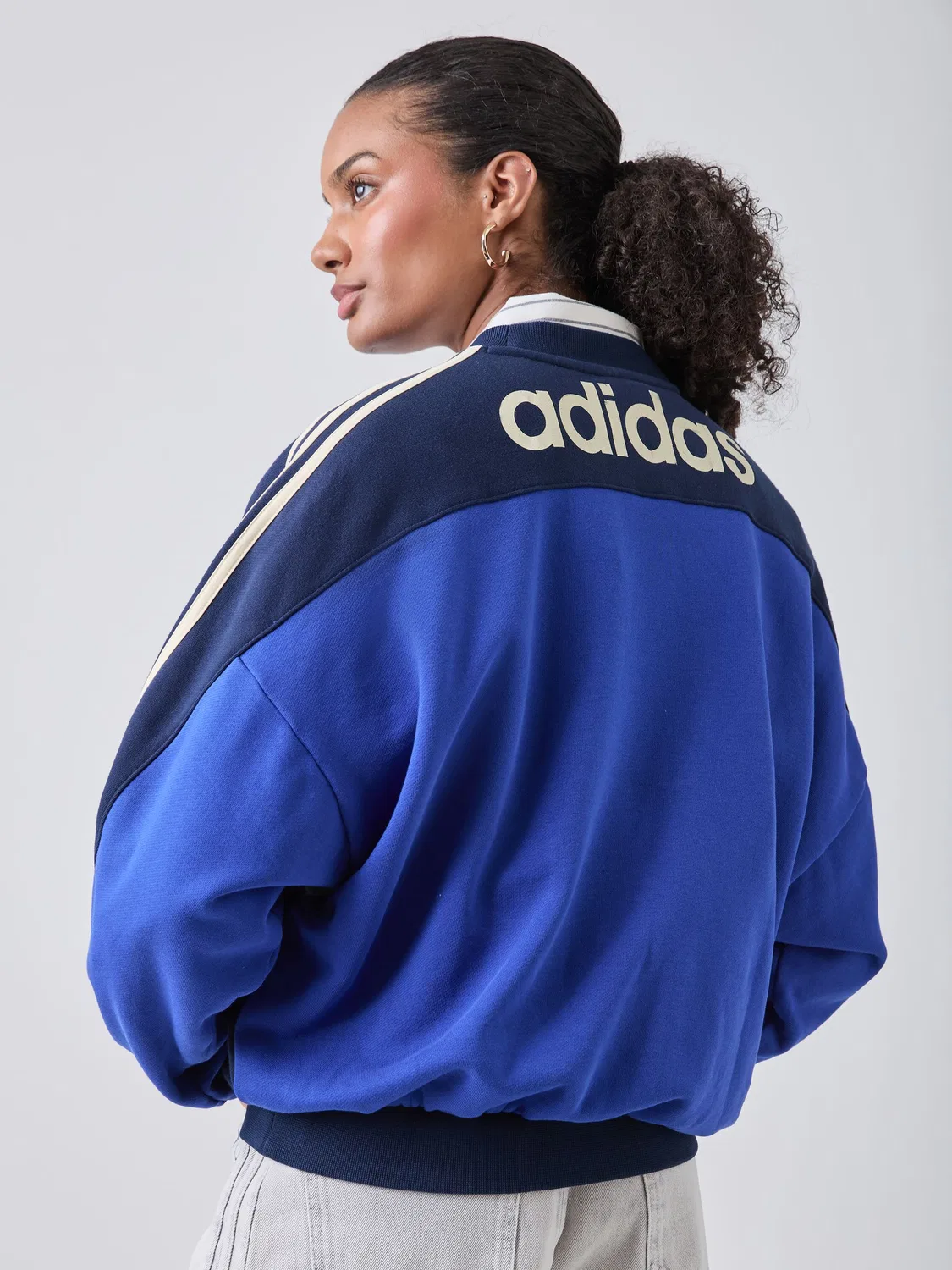 Свитшот с графическим принтом, оверсайз, adidas Originals, синий — фото 3