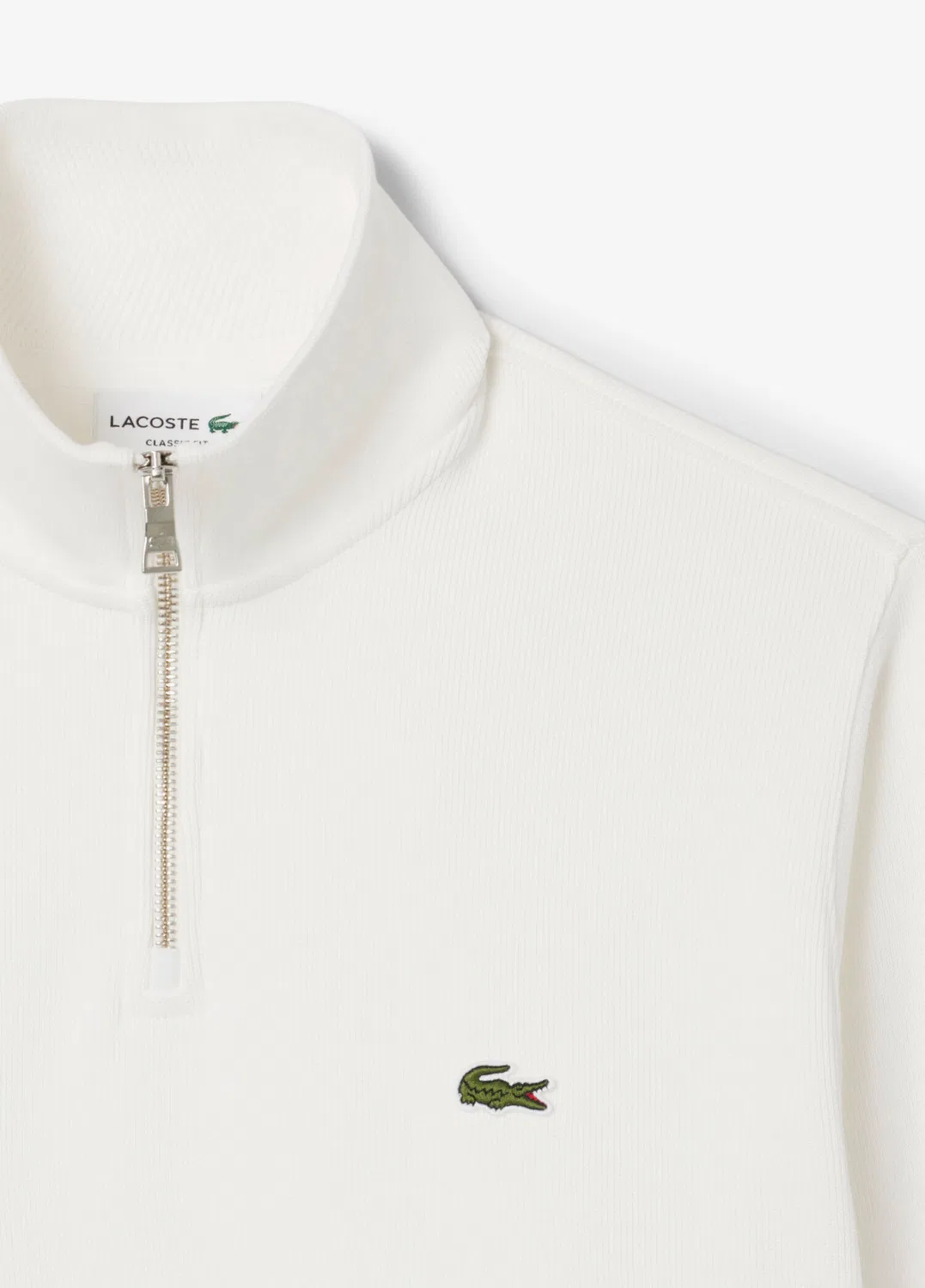 Свитшот Lacoste Classic Fit полузастежка на молнии, белый — фото 4