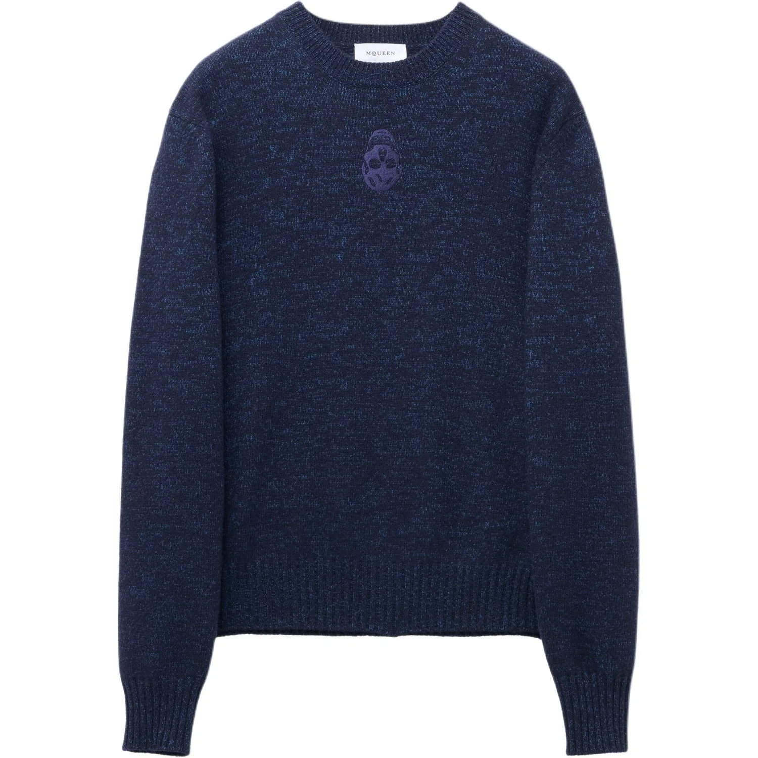 Мужской джемпер с вышивкой черепа Alexander McQueen, Marine Blue