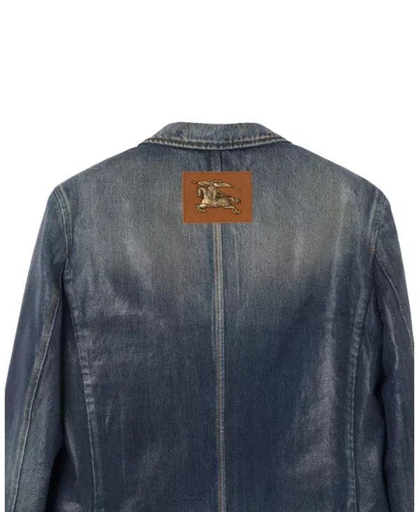 Мужская куртка из денима с покрытием Coated Denim Tailored Jacket Burberry, Mid Blue — фото 3
