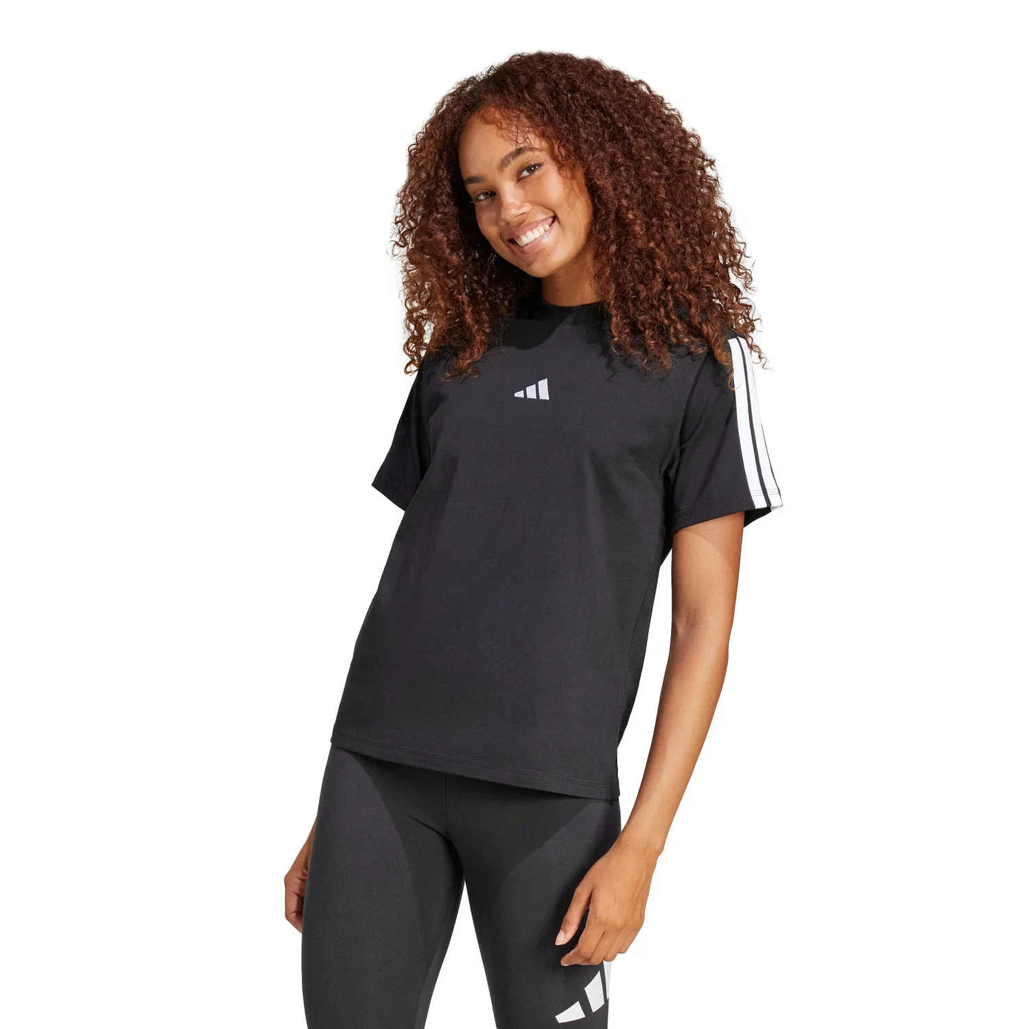 Женская футболка с длинным рукавом adidas Essentials 3-Stripes, Черный — фото 2