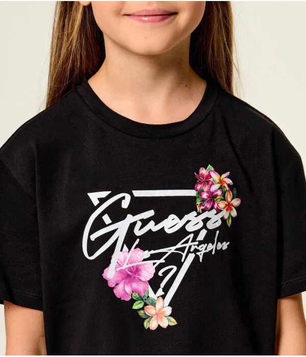 Детская футболка с укороченным кроем Guess, Цвет Nero — фото 4