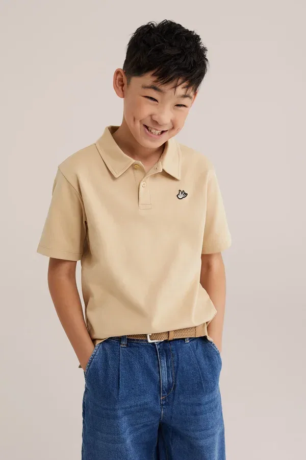 Футболка поло из пике, Polo shirt We Fashion, beige, бежевый