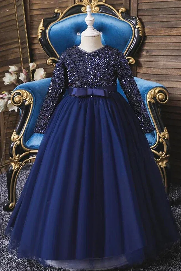 Детское платье для девочек с блестками Lilymoon, Navy Blue — фото 2