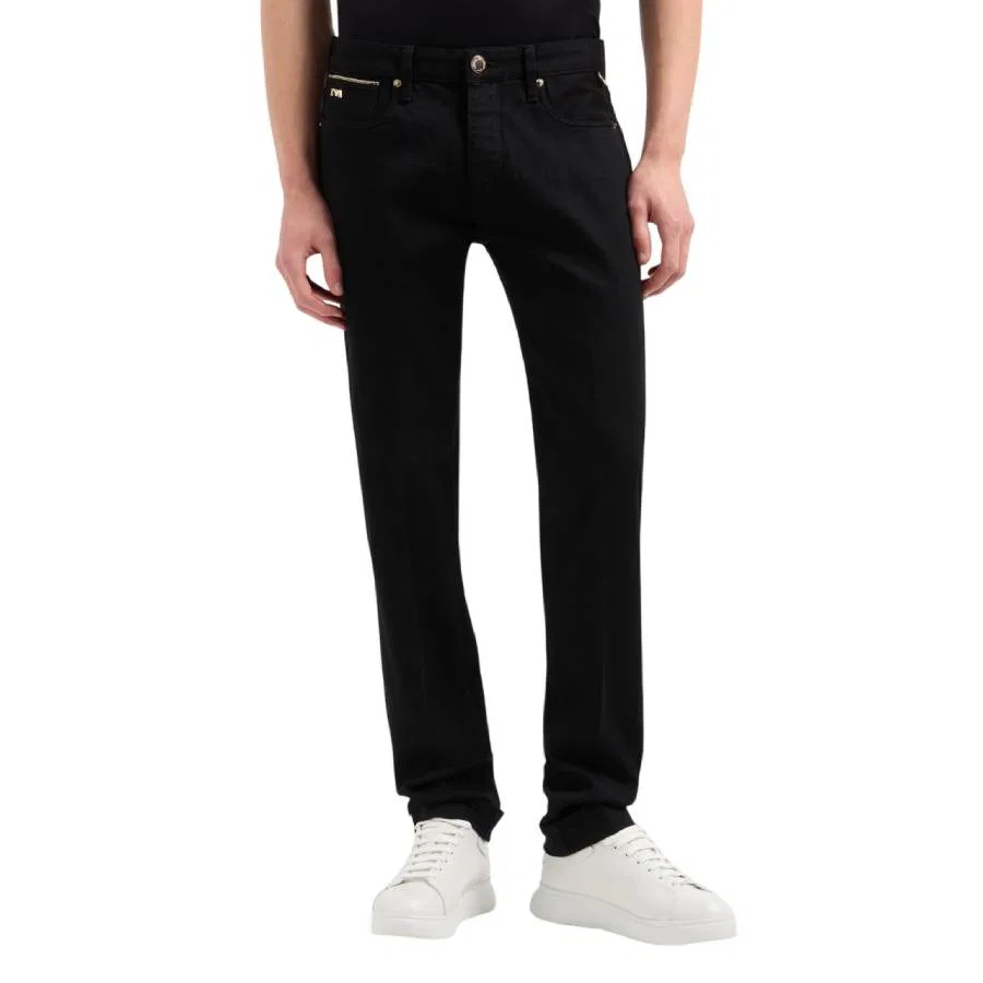 Джинсы с вышивкой J75 Slim-Fit Emporio Armani, Black Denim — фото 2
