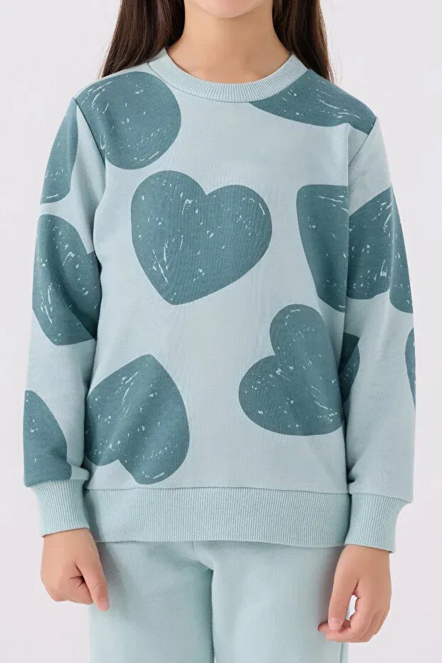 Детский спортивный костюм для девочек с принтом Rolypoly, Light Blue — фото 4