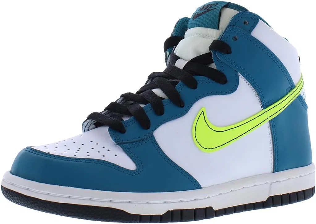 Детские кроссовки высокие Nike Dunk High Nike, White/Volt/Bright Spruce/Black