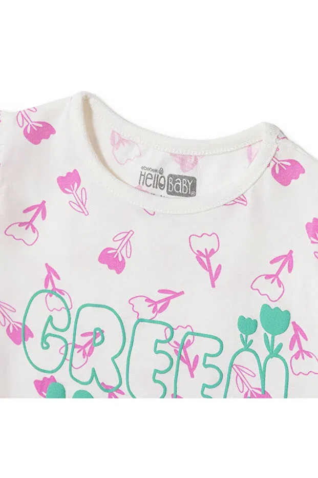 Детская футболка для девочек хлопковая Hellobaby Ebebek Hello Baby, Ecru Printed — фото 3