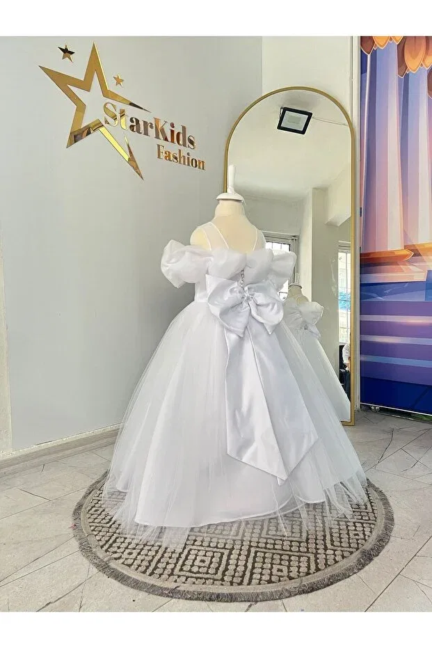 Детское платье для девочек с длинным рукавом Star Kids, White — фото 2