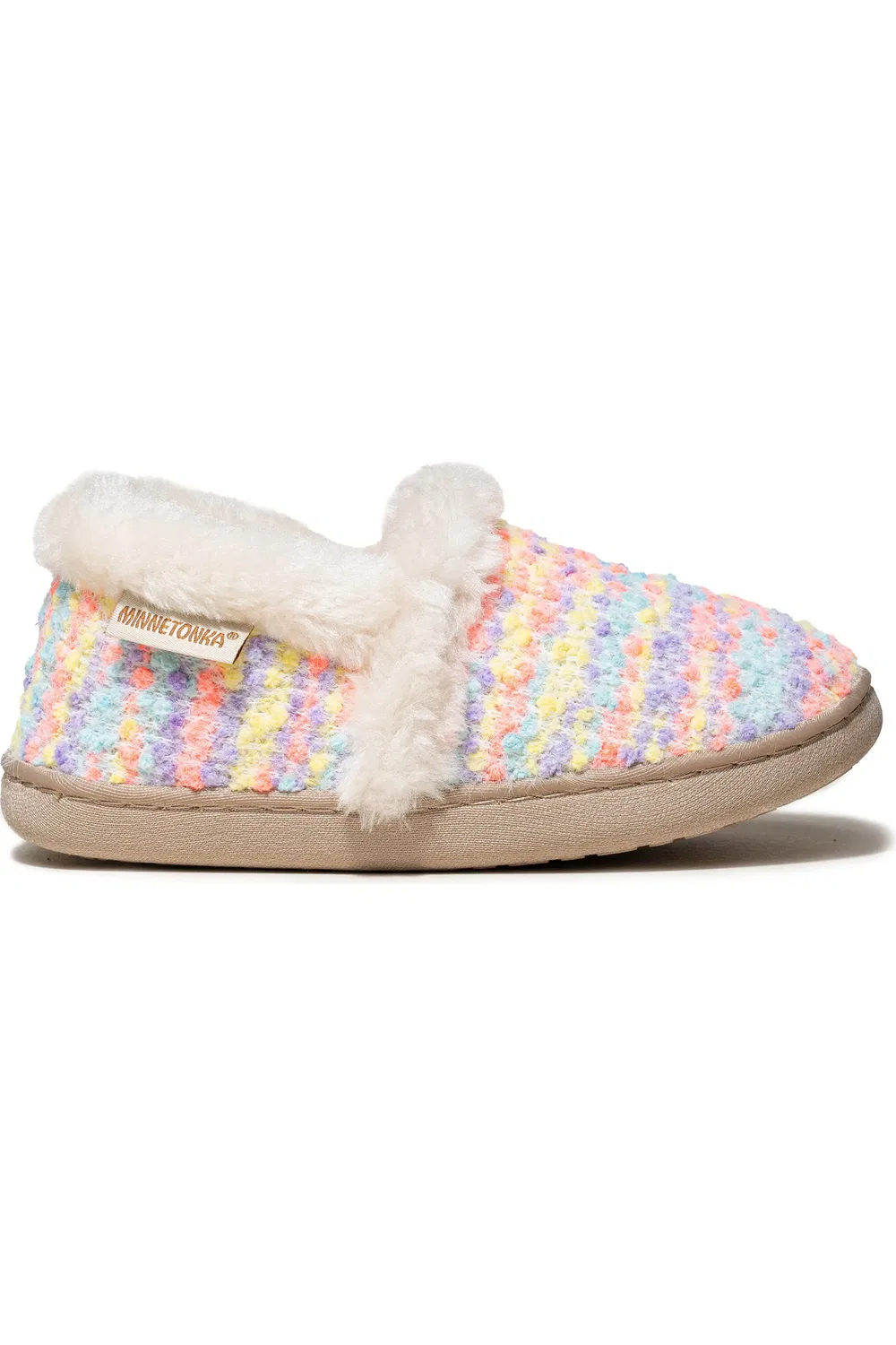 Тапочки детские с подкладкой из искусственного меха Daina Minnetonka, Pink Multi — фото 2