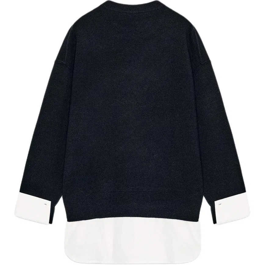 Женский свитер с круглым вырезом Sea Blue/White ZARA, Sea Blue/White — фото 3